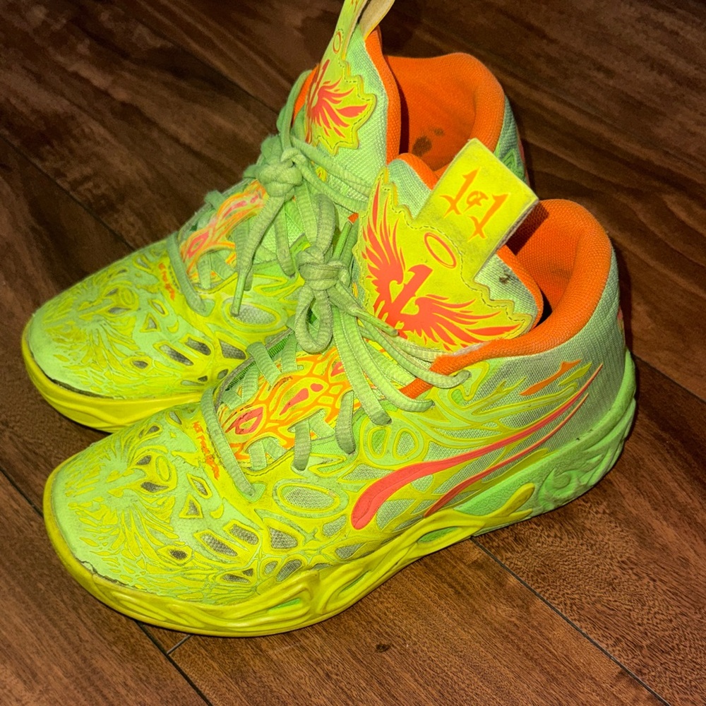 Boys puma Neon Green and Orange shoes